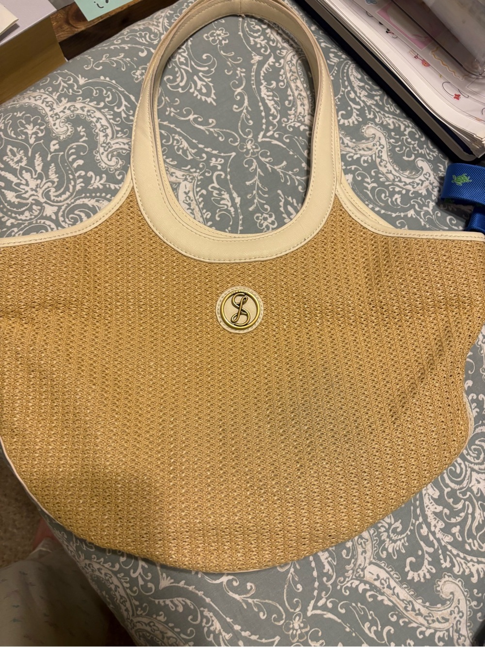 Sam & Libby Cream Tote with Gold Accent